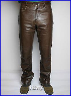 Ralph Lauren Purple Label $1295 Leather Pants Men's 32 Brown Lambskin Trousers