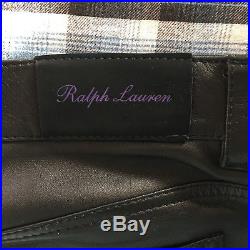 Ralph Lauren Sz 34 Men Purple Label Lambskin Black Leather Pants Unhemmed