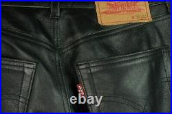 Rare Levi Leather Jeans Style Low Rise Pants Trousers Black Sz 28x32 Motorcycle