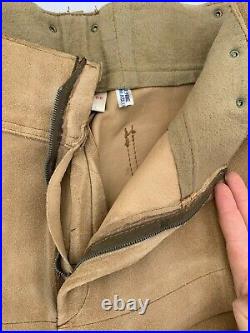 Rare Vtg 1950s Peters Men's Heavy Riveted Suede Leather Work Pants 30 32 Spain
