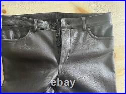 Rare vintage Men's DKNY Dark Brown Leather pants 32 X 30 mint Thick Heavy Lined