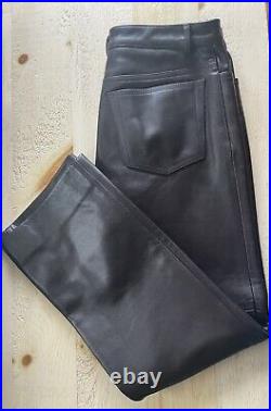 Rare vintage Men's DKNY Dark Brown Leather pants 32 X 30 mint Thick Heavy Lined