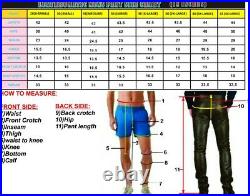 Real Leather Pants Men Cargo Trouser Real Kink Cow skin Black soft Jeans Pockets