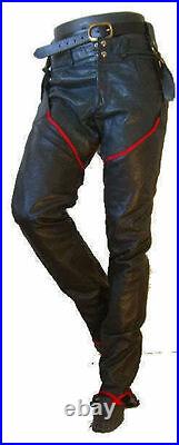 Red leather black pant Chap Black 32 pentagram short gothic jean steampunk