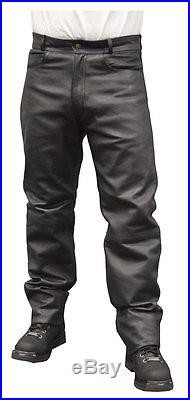 Redline Mens Classic Black Easy Fit Leather Motorcycle Fully Lined Pants M-1500