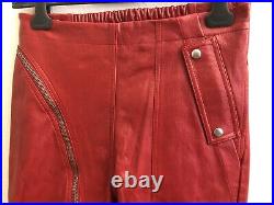 Rick Owens Leather Aircut Joggers Pants Larry Cardinal Red BNWT IT48