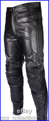 Rider Men's Black Real Genuine Hide Real Leather Motorcycle Biker Jeans Trousers