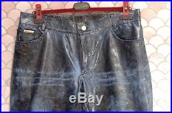 Roberto Cavalli Vintage Mens' Leather Pants, Blue, Size L (35/36 US), New