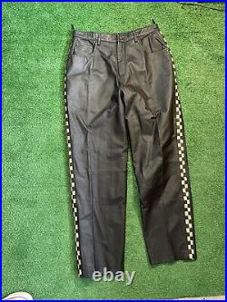 Rodelli Uomo New York Men's LEATHER Pants Size 36 Patchwork Checkered Leather
