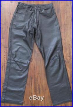 Rubio Black Leather Lined Men's Pants Zipper 5 Pocket Size 30 x 31 EUC