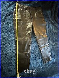 Rugged Jamin Men's Black Biker Leather Super Heavy Weight Jeans Pants 40x 33