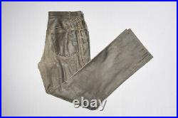 SANDY DALAL Leather Pants 32 in Distressed Char Gray 5-Pocket Reinforced Knees