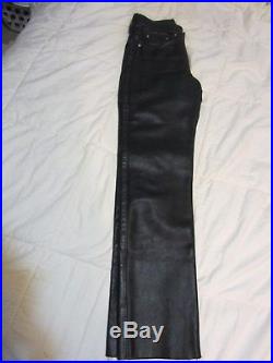 SCHOTT NYC Leather Steerhide Black Motorcycle Pants Mens 32 Made in USA
