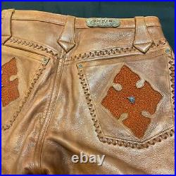 SKKIN Chrome Hearts A&G BWL Duarte Leather Pants Brown Size XL