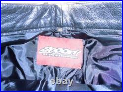 SPOON Cowhide Leather Pants Men 30 inch Boot Cut Black Biker From Japan USED