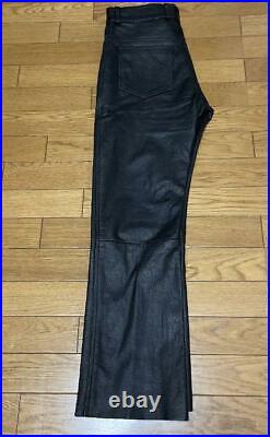 SPOON Cowhide Leather Pants Men 30 inch Boot Cut Black Biker From Japan USED
