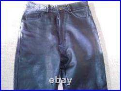 SPOON Leather Pants inch Boot Cut Biker Cowhide Men's Size 30 Black USED Japan