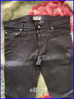 Saint Laurent Mens Black Skinny-Fit Leather Trousers Size IT 50