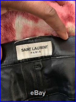 Saint Laurent Mens Black Skinny-Fit Leather Trousers Size IT 50