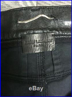 Saint Laurent Paris Black Grained Leather Pants