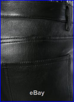 Saint Laurent Paris Black Lamb Leather Skinny Pants Jeans Slim 46 48 30 32 New