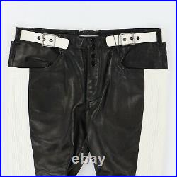 Saint Laurent Paris Black and White Zip Leather Biker Pants Size W30 Skinny fit