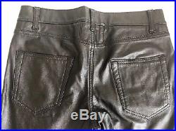 Saint Laurent Paris Mens 26 X 32 US XS Black Grained Leather Pants Made Italy
