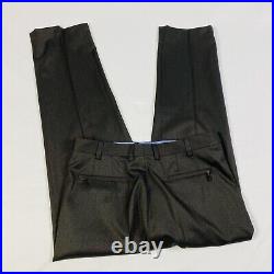 Sartore Mens Brown Wool Dress Pants Back Zippered Pockets Leather Edge 32X30