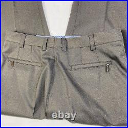 Sartore Mens Brown Wool Dress Pants Back Zippered Pockets Leather Edge 32X30