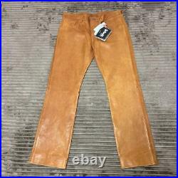 Schott Authentic Cow hide Leather Pants Camel Size 34 New Unused from Japan