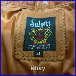 Schott Authentic Cow hide Leather Pants Camel Size 34 New Unused from Japan