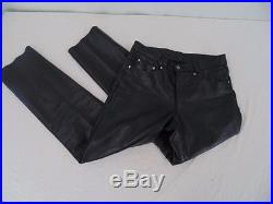 Schott Black Leather Motorcycle Pants Mens 34 Waist X 34 Inseam Unfinished