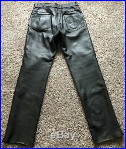Schott Leather Jeans Pants Motorcycle #600 32 20 600 Mens 32 Seemless Hemless