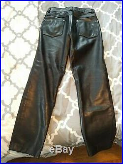 Schott Leather Jeans Pants Motorcycle #600 32 20 600 Mens 32 Seemless Hemless