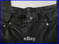 Schott Leather Mens Pants 42 x 34 Black Biker