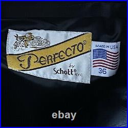 Schott NYC Perfecto Black Leather Motorcycle Pants Mens Size 36