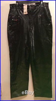 Schott Nyc Mens Genuine Cowhide Leather 5 Pocket Motorcycle Biker Pants 36 New
