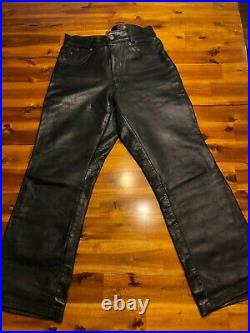Schott Perfecto Black Steerhide Leather Motorcycle Pants Size 34 Excellent Cond