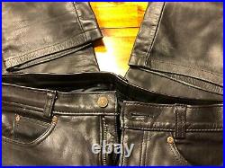 Schott Perfecto Black Steerhide Leather Motorcycle Pants Size 34 Excellent Cond