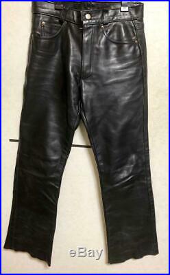 Schott Perfecto Leather Riders Pants Men's 30 Inches Black Genuine From Japan