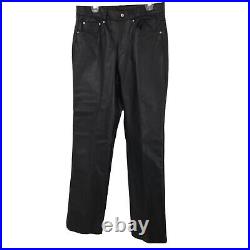 Schott USA Leather Pants Straight Silhouette Biker 90's Vintage Black Size 34