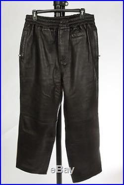 Sean John Mens Black Tan Leather Jogging Sweat Pants sz XL En Noir 36 40