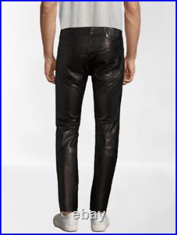 Slim-fit Leather pants black leather pants mens leather pants jeans Trouser US30