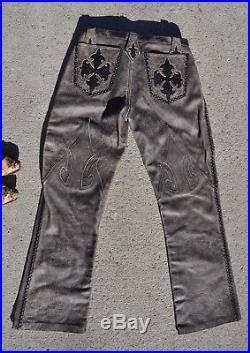 Steelo Japan Custom Leather Genuine Pants Trousers Chrome Hearts Men 31 33