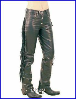 Studed & Fringe Western Leather Pants