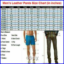 Stylish Men Soft Black Genuine Real Sheepskin Leather Pants Slim Fit Hot Trouser