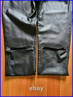 Sujari Vintage Mens Black Leather Pants Size 32 /34