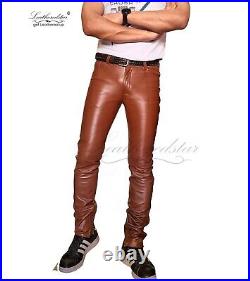 Super SkinTight super skinny Tan leather jeans