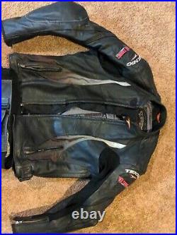 Teknic Chicane 2 Piece Motorcycle Racing Suit Black Leather Jacket 42 & Pants 32