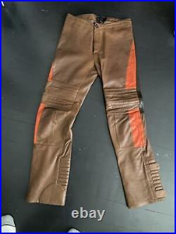 Tom Ford GUCCI leather lined moto pants Apres Ski 52 US 32 Leather Cognac/orange